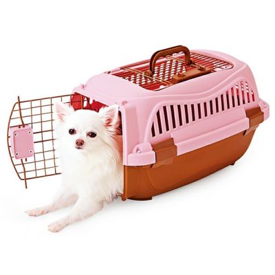 【飼い始めグッズ10%OFF】2ドア スマイルキャリー ピンク S【会員様限定】
