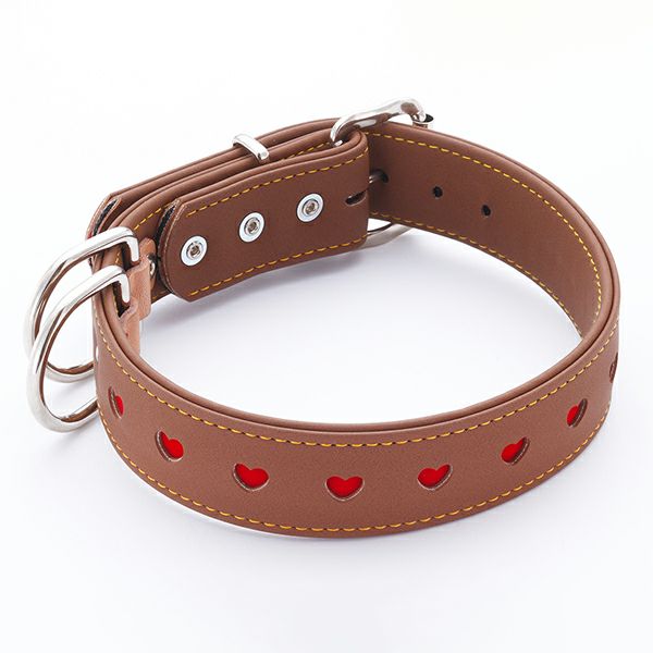 陶器 犬の彫刻 茶色 首輪付き ハーティ平首輪 36mm ブラウン | ペティオ オンライン ショップ本店