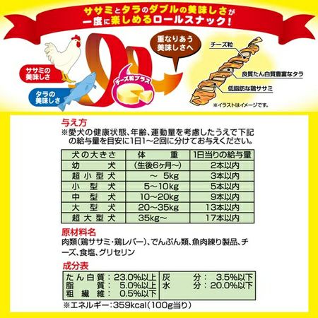 ダブルロール ササミとタラ チーズ入り 20本入 | ペティオ オンライン