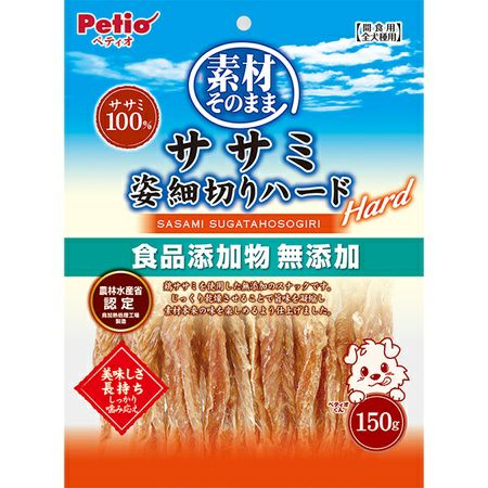 素材そのまま 無添加 ササミ姿細切りハード 150g | ペティオ