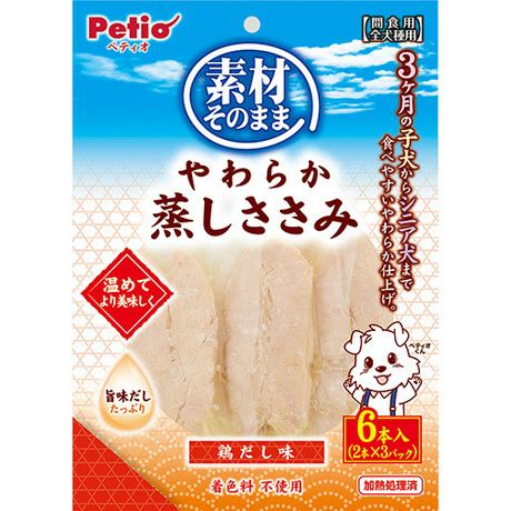 素材そのまま やわらか蒸しささみ 鶏だし味 6本入 | ペティオ  