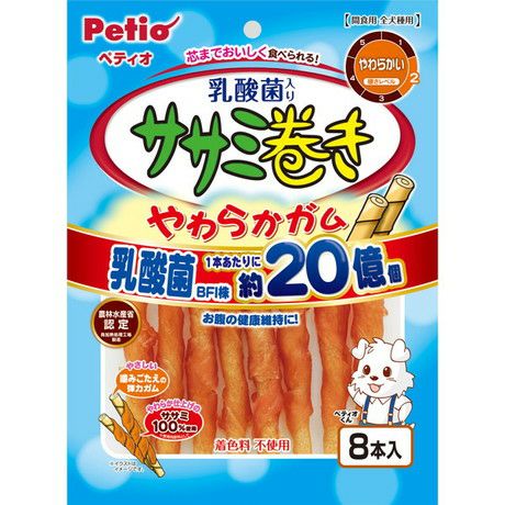 ササミ巻き 乳酸菌入り やわらかガム 8本入 | ペティオ オンライン