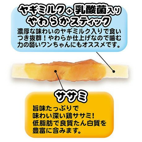 ササミ巻き ヤギミルク＋乳酸菌入りやわらかスティック 8本入 | ペティオ オンライン ショップ本店