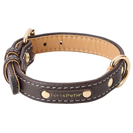 小型犬用首輪 犬用首輪 Porta ポルタ クラシックソフトレザーカラー 24mm ブラウン