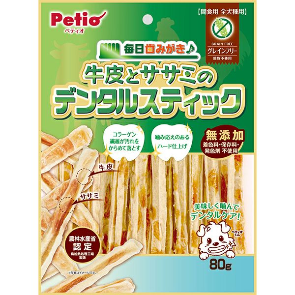 毎日歯みがき 牛皮とササミのデンタルスティック 80g | ペティオ 毎日歯みがき 牛皮とササミのデンタルスティック 80g | ペティオ