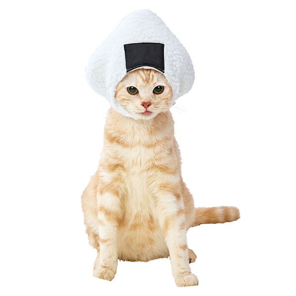 猫用コスプレ 変身ほっかむり ジャパニーズフード おむすび