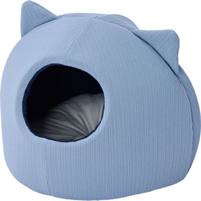 【30%OFF！ひんやり特集】猫用ベッド ひんやりくつろぎベッド クッション付ネコ耳ドーム HNA クールブルー【会員様限定】