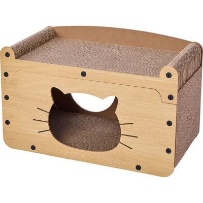 猫用おもちゃ くつろげる ねこまどつめみがきハウス