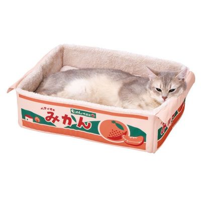 【新商品P2倍キャンペーン】猫用ベッド にゃん地直送 ぽかぽかBOX みかん