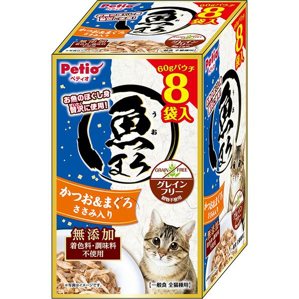 魚まろ かつお＆まぐろ ささみ入り 60g×8袋入 | ペティオ オンライン