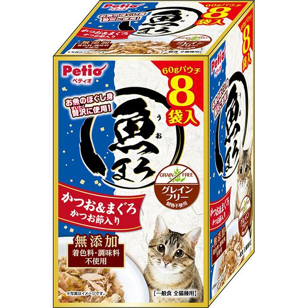 魚まろ かつお＆まぐろ 60g×8袋入 | ペティオ オンライン ショップ本店